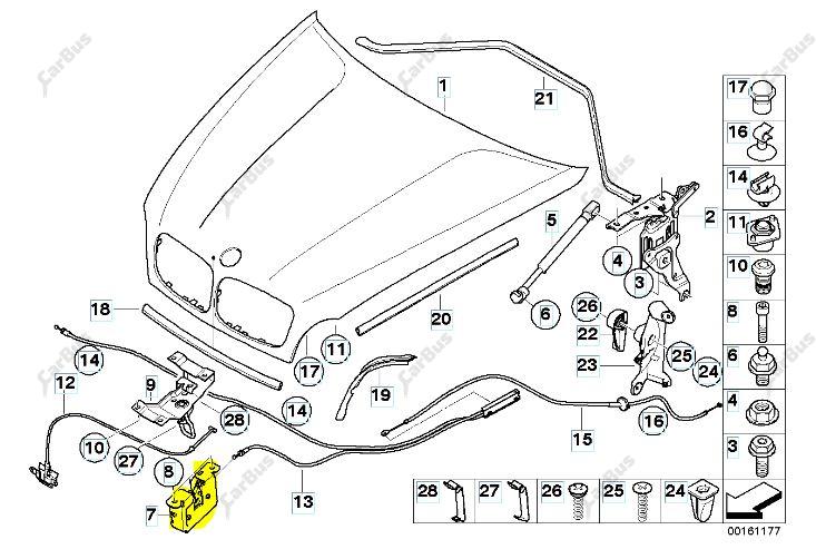 Замок капота BMW X5 E70 (2010-2013) рестайл - 1