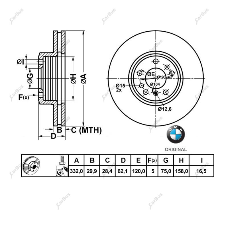 Диск тормозной передний BMW X5 E53 (2003-2006) рестайл - 1