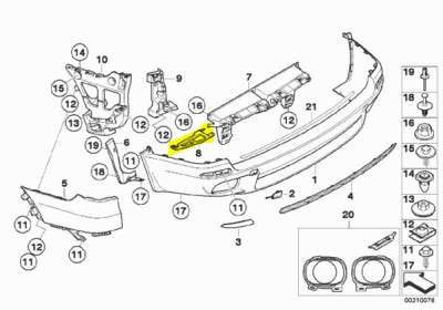 Кронштейн (кріплення) заднього бампера лівий BMW X5 E70 (2007-2010) дорестайл