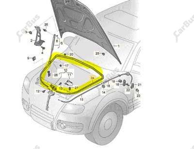 Ущільнювач капота Volkswagen Touareg (2007-2010) рестайл