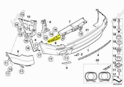 Кронштейн (кріплення) заднього бампера правий BMW X5 E70 (2010-2013) рестайл