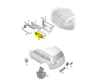 Решітка (заглушка) в бампер центральна Volkswagen Touareg (2007-2010) рестайл