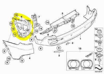Кронштейн (крепление) заднего бампера левый BMW X5 E70 (2007-2010) дорестайл