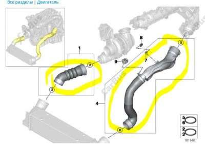 Патрубок інтеркулера BMW X5 E70 (2010-2013) рестайл