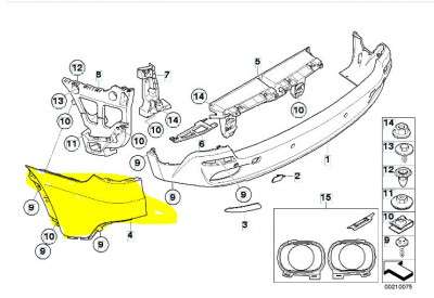 Накладка бампера заднього (кутова) BMW X5 E70 (2007-2010) дорестайл