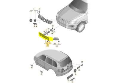 Решітка (заглушка) в бампер центральна Volkswagen Touareg NF (2010-2014)