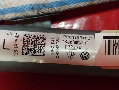 Подушка безопасности боковая (шторка) Volkswagen Touareg FL (2015-2018)