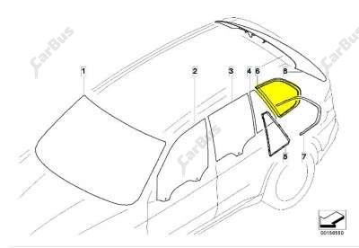 Стекло кузовное заднее левое BMW X5 E70 (2010-2013) рестайл
