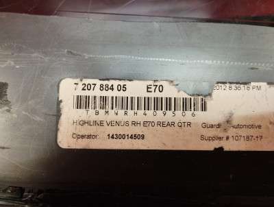 Скло кузовне заднє праве BMW X5 E70 (2010-2013) рестайл