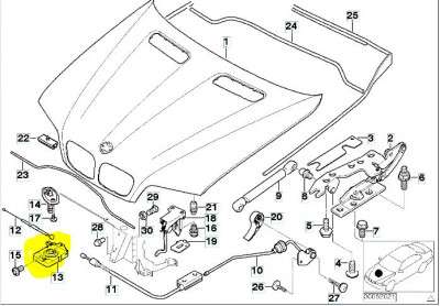 Замок капота BMW X5 E53 (2003-2006) рестайл