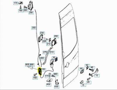 Замок двери задней правой Mercedes-Benz Sprinter W 906 (2006-2014) дорестайл