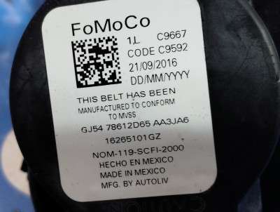 Ремень безпеки передній лівий Ford Escape 3 FL ( 2012 - 2019 )