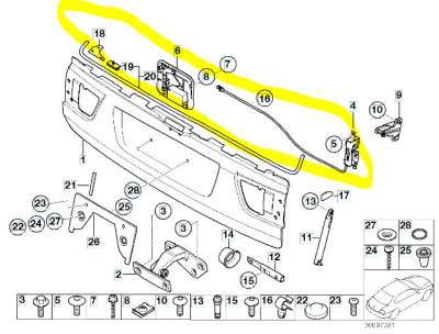 Замок крышки (двери) багажника BMW X5 E53 (2003-2006) рестайл