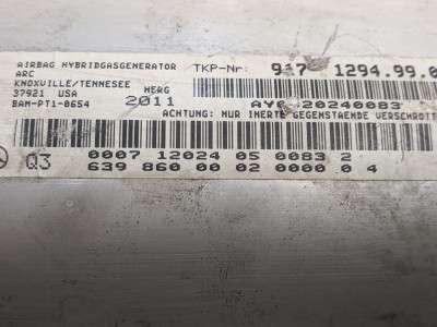 Подушка безпеки пасажира (в торпедо) Mercedes-Benz Vito W 639 (2003-2010) дорестайл
