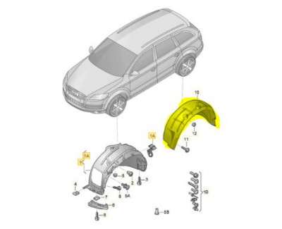 Подкрылок (защита крыла) задний левый Audi Q7 (2006-2009)