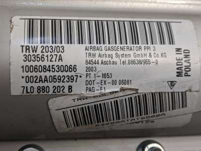 Подушка безпеки пасажира (в торпедо) Volkswagen Touareg (2003-2006) дорестайл