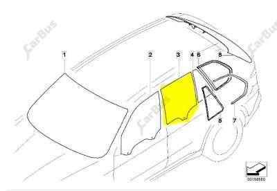 Скло бокових дверей задніх правих BMW X5 E70 (2010-2013) рестайл