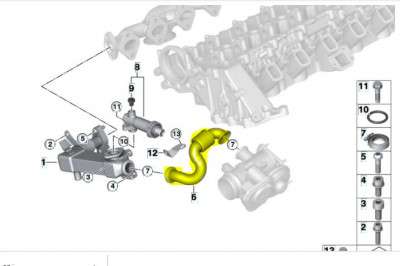 Трубка відпрацьованих газів EGR BMW X5 E70 (2007-2010) дорестайл