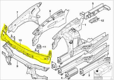 Підсилювач бампера передній BMW X5 E53 (2003-2006) рестайл