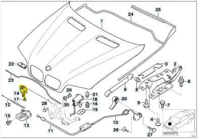 Замок капота BMW X5 E53 (2003-2006) рестайл