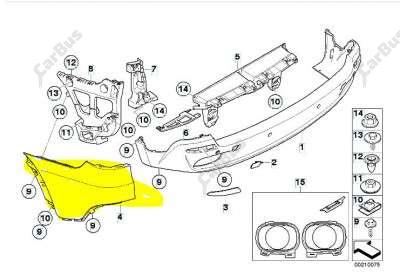 Накладка бампера заднього (кутова) BMW X5 E70 (2007-2010) дорестайл