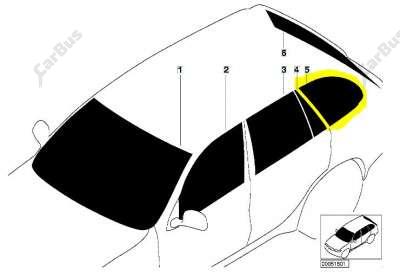 Стекло кузовное заднее левое BMW X5 E53 (2003-2006) рестайл