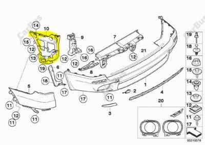 Кронштейн (крепление) заднего бампера правый BMW X5 E70 (2007-2010) дорестайл